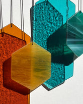 Geometrische Formen Sonnenfänger, eckige minimalistische Glas Deko in orange und grün